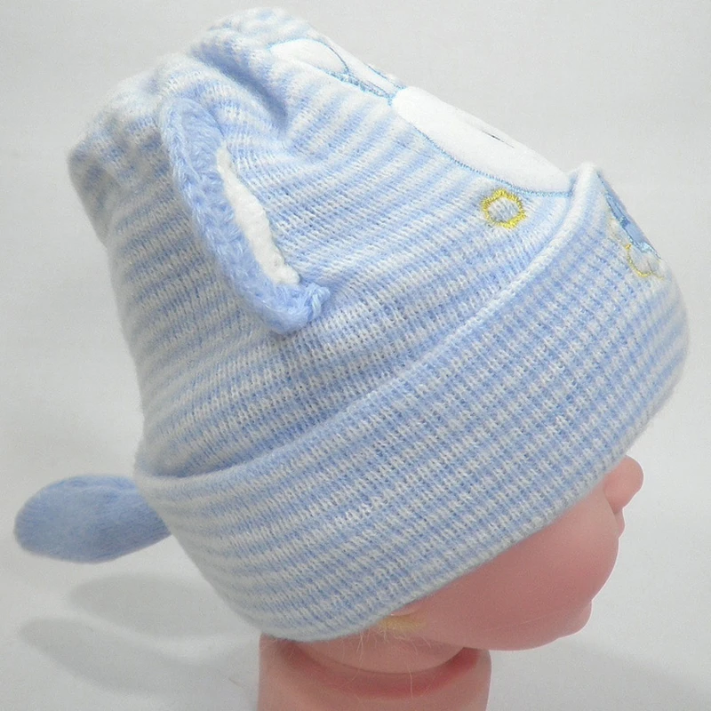 Милые шапки для маленьких мальчиков хлопковые новорожденных с кроликом девочек