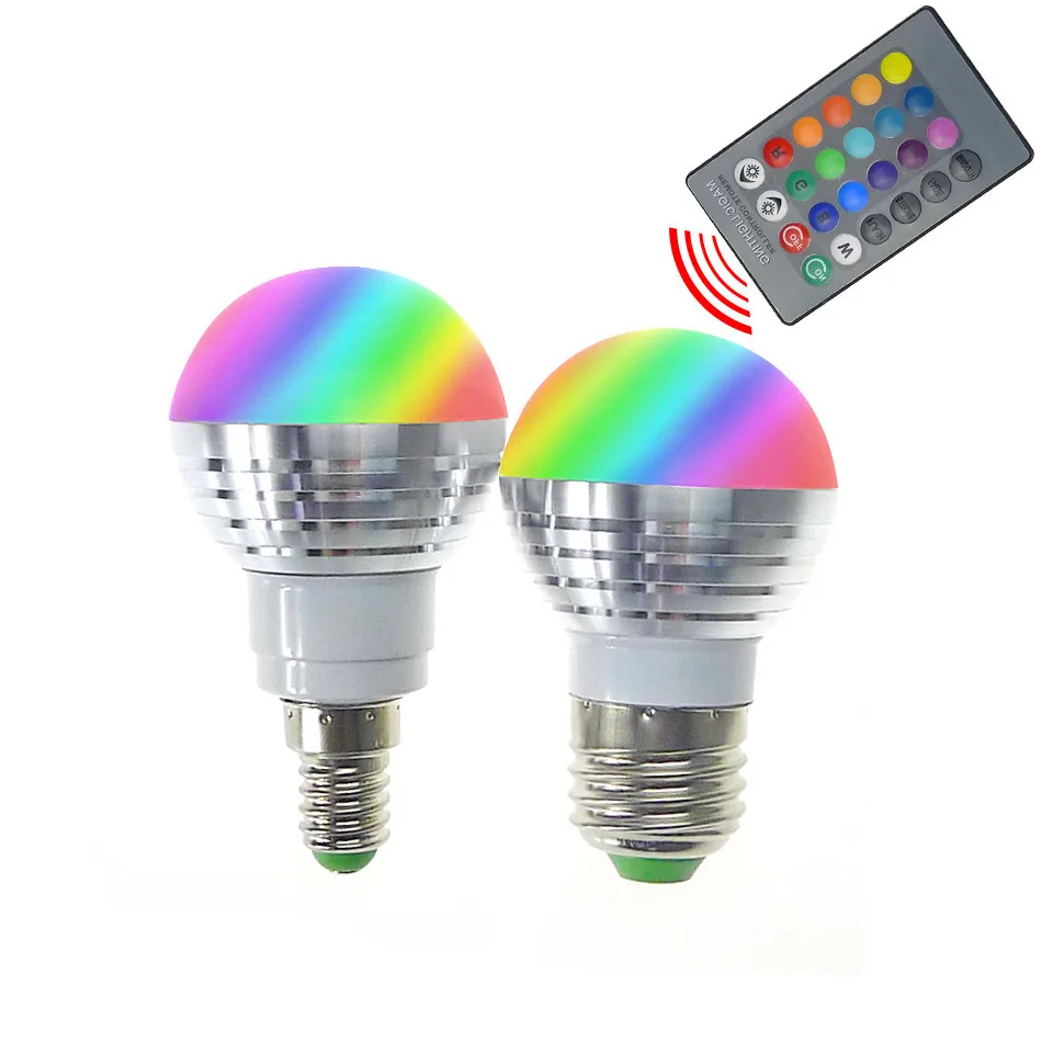 Светодиодный RGB лампа E27 E14 3 Вт сменная светодиодная лампочка светодиодный