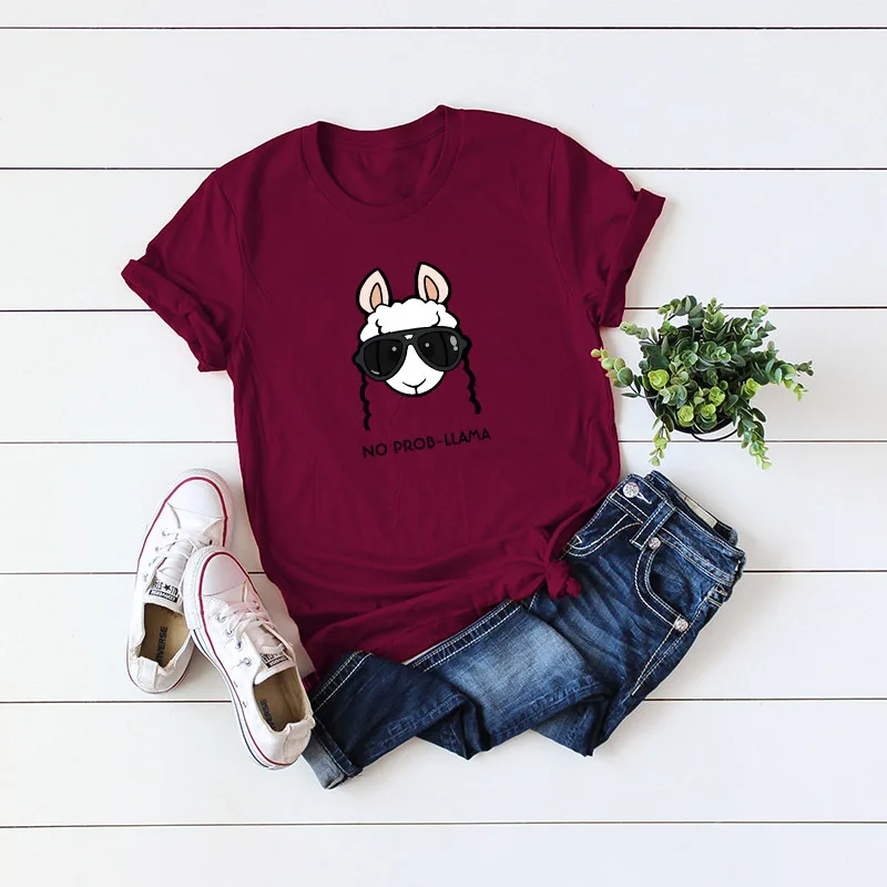 S-5XL 100% хлопок Большой размер Женская футболка милые овечки топы лето мультфильм