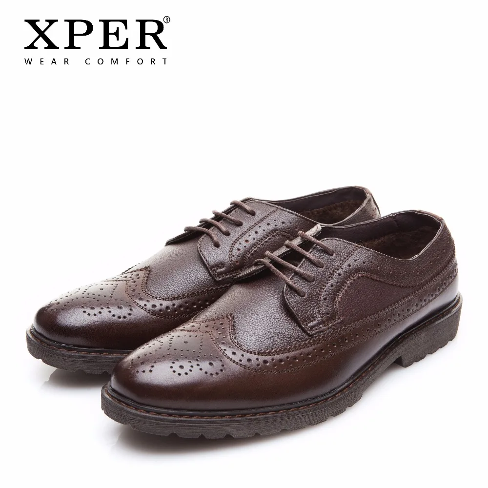 XPER/брендовые Мужские модельные туфли модные Броги из натуральной кожи Мужская