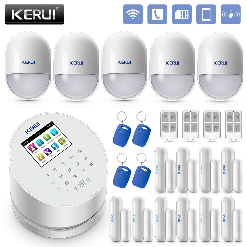 KERUI W2 2,4 дюймовый экран wifi GSM PSTN сигнализация Безопасность RFID карта детектор движения детектор Умный дом Охранная сигнализация - Цвет: Sensor Detecotr