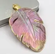 WT-P817 романтическая подвеска с перьями дизайн abalone оболочки кулон для ожерелья, высокое качество 24 k золотой Гальванизированный оболочки для женщин - Окраска металла: a
