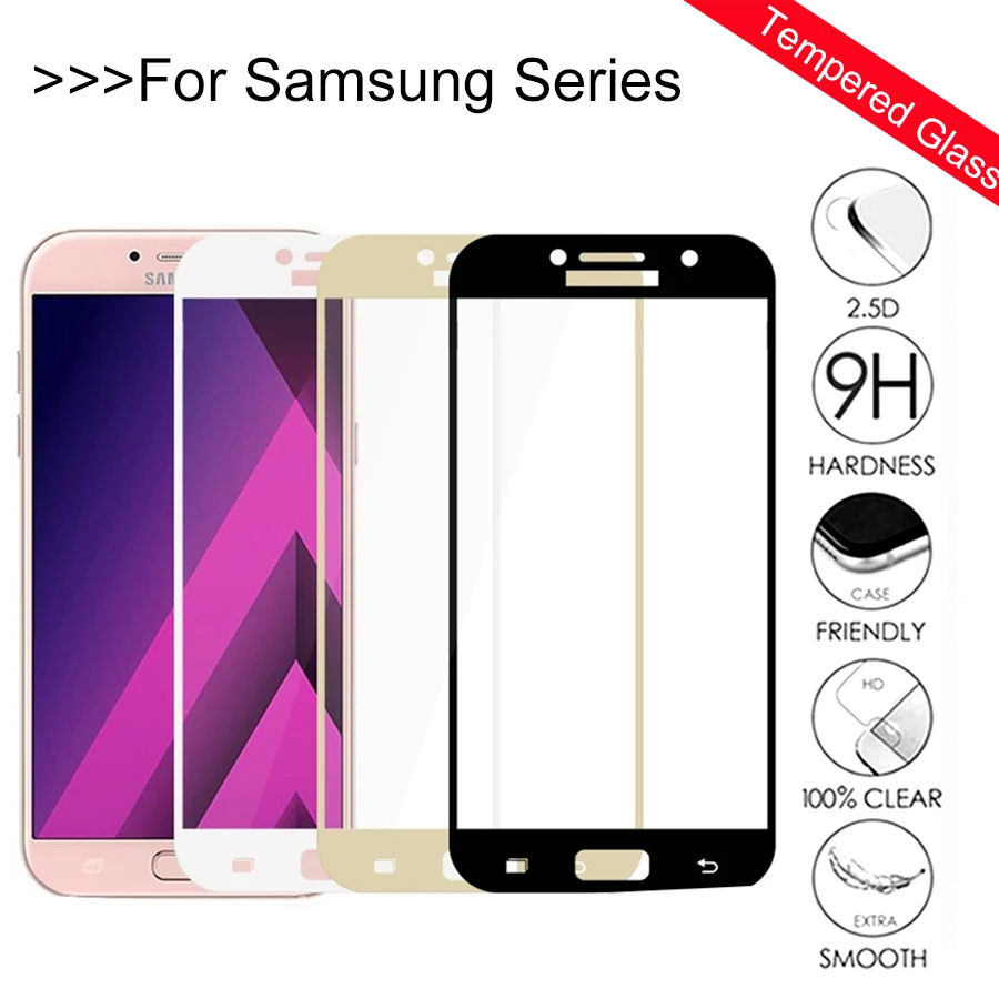 Полное покрытие закаленное стекло для samsung Galaxy j5 2017 Защитная пленка экрана J2 J3 J6 J7