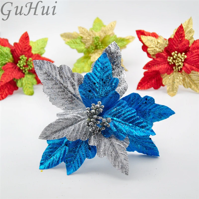 Artificial Flower For Christmas Tree Decor Baubles Large 26cm High Grade Three Layer Velvet Flowers Sticky Powder |