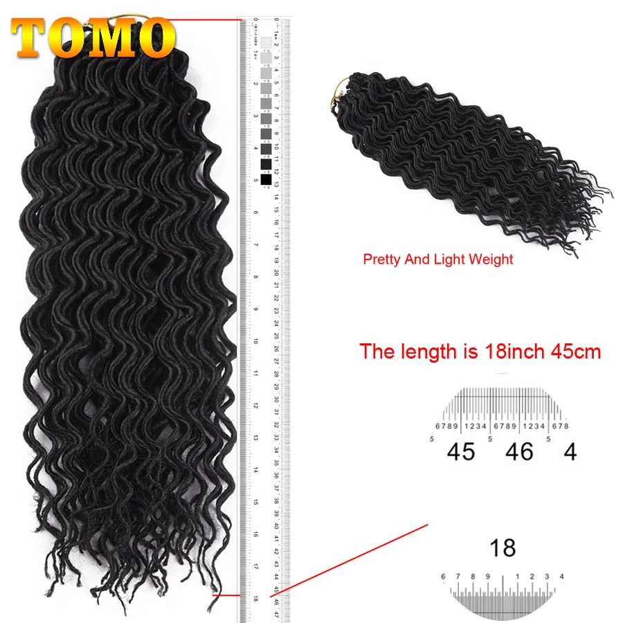 TOMO 24 нитка, на крючках, косички, faux locs Curly конец 18 дюймов Синтетические косички, волосы для наращивания на эффектом деграде(переход от темного к черный, красный коричневый накладные волосы на крючке
