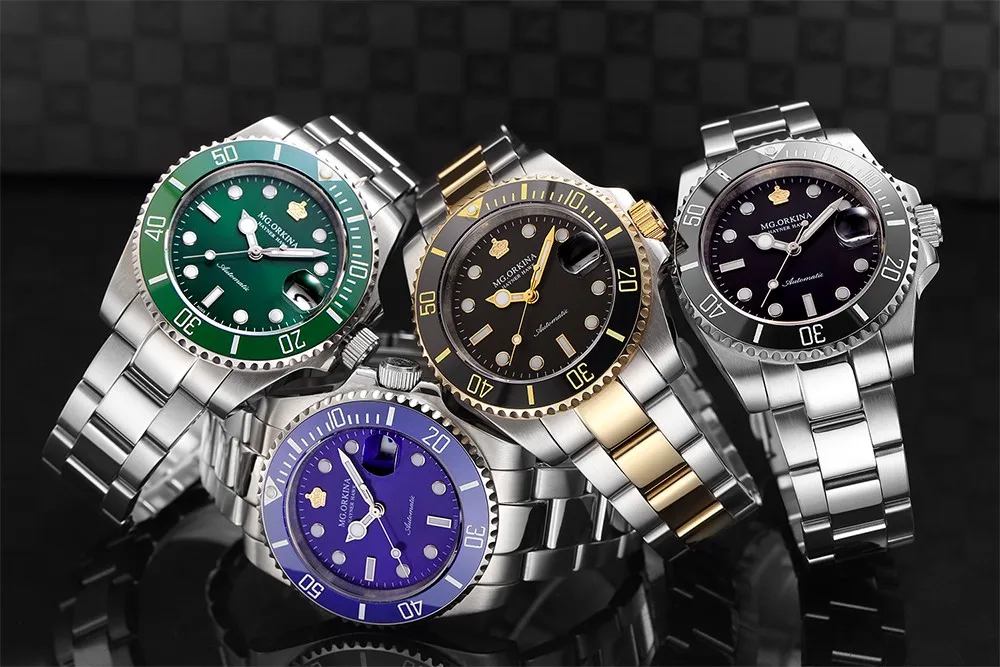 

MG. ORKINA Luxury Series Classic Designer Wristwatch Stainless Steel Montre Homme 3ATM Water Resistant Auto Mechanical Watch Men