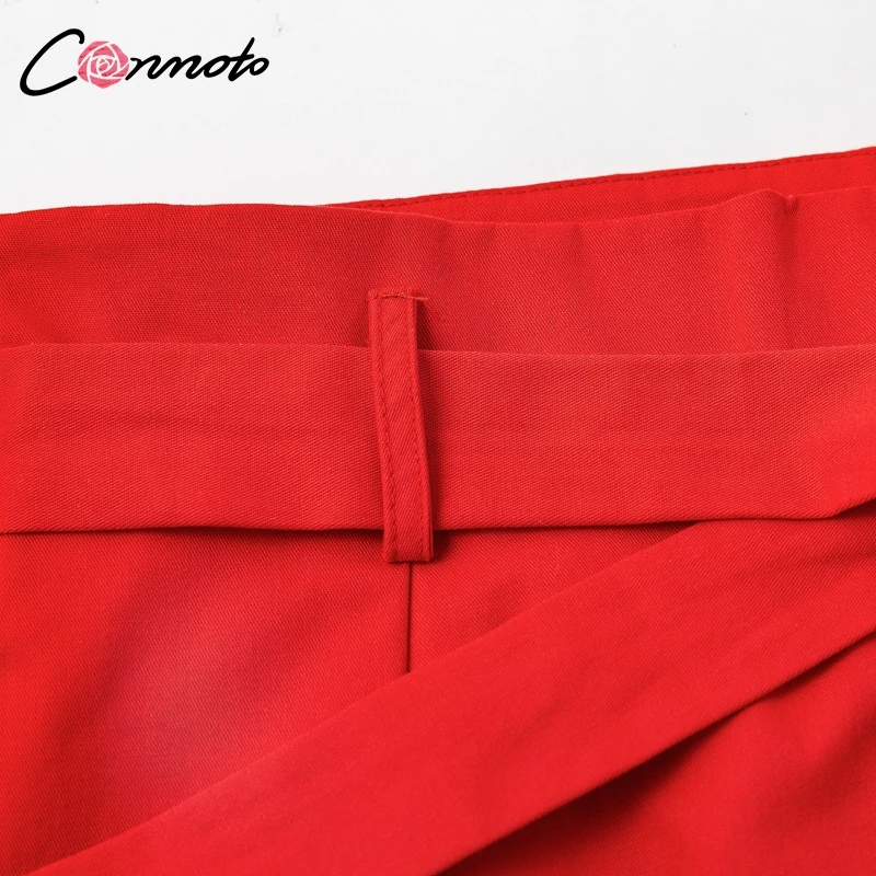 Conmoto Однотонные повседневные шорты, модные красные шорты с поясом, летние хлопковые шорты с бантом, лето