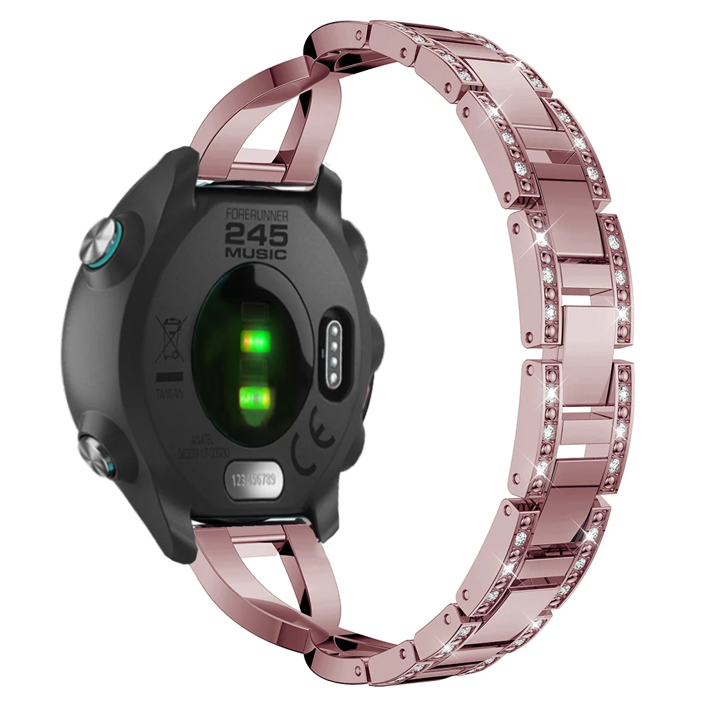20 мм браслет для часов из нержавеющей стали с кристаллами для Garmin Forerunner 245/245 M/645/Vivoactive 3/Vivomove HR Браслет