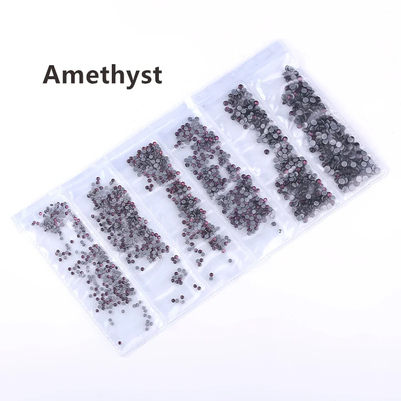 Amethyst Ss3-ss30, смешанный размер, стразы, кристалл AB, 1700 шт./лот, горячая фиксация, стразы, для рукоделия, сумки, одежды, обуви, нейл-арта - Цвет: Amethyst