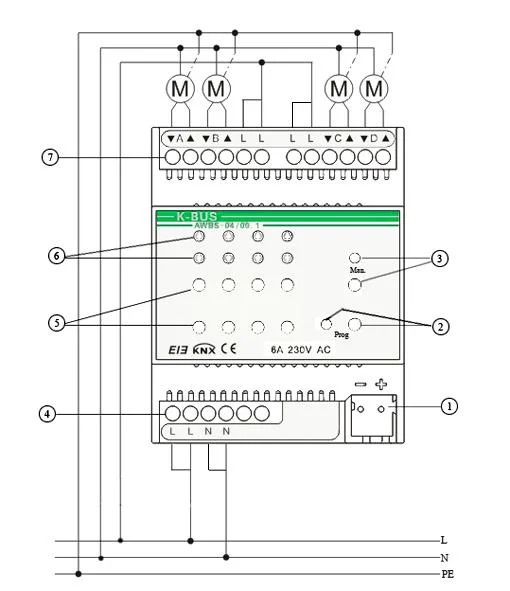 Китайский производитель GVS K-bus OEM KNX/EIB Занавес привод 4 канала глухая затвор 4-складной затвор привод в умном доме
