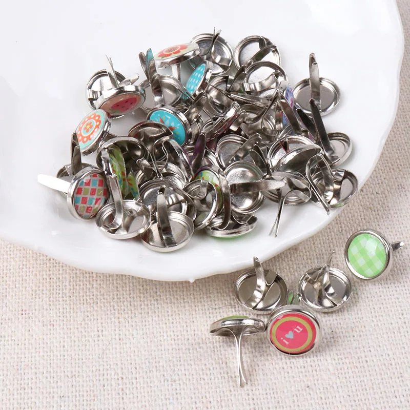 20pcs Mixed Round Metal Brad Studs Spikes Scrapbooking Embellishment Fastener Brads Crafts Pushpin Decoration 10x12mm MZ5X images - 6