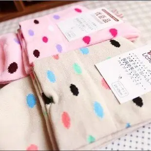 Min Order $10(mixed order) Retail Candy color dot Ladies Cotton Socks|sock christmas|cotton socks mencotton sport |