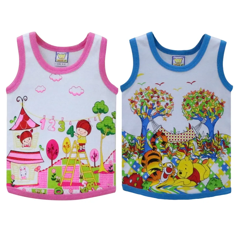 2StyleD11 Детские топы для детей 2-4 лет; рубашки без рукавов из хлопка; разных цветов - Цвет: 2StyleD11