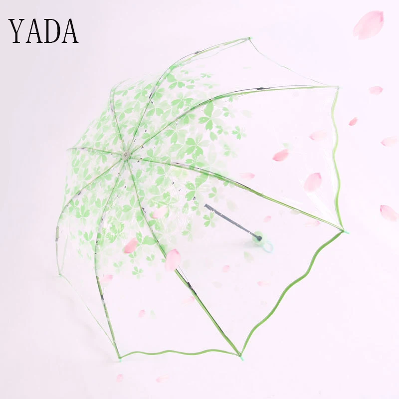 Guarda-chuva da Chuva Guarda-chuva de Proteção Ambiental para as Mulheres Chuvas à Prova de Vento Yada Peva Sakura Romântico Transparente Mulheres Ys234