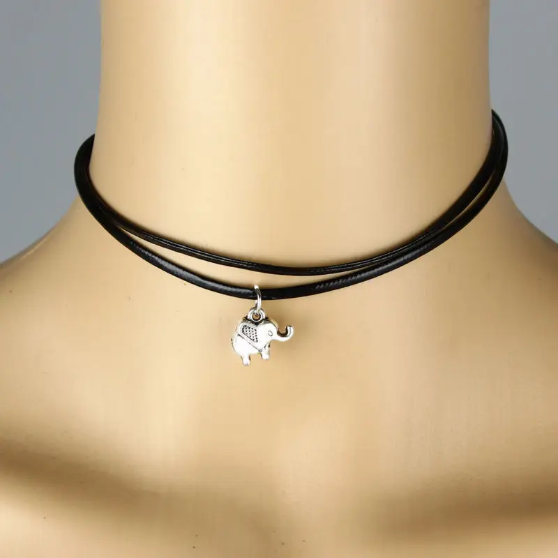 Ожерелье-чокер с подвеской в виде слона крыла собаки клевера животного растения
