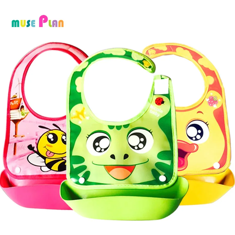 2017 силиконовая детская бандана нагрудники милые животные питание карманный