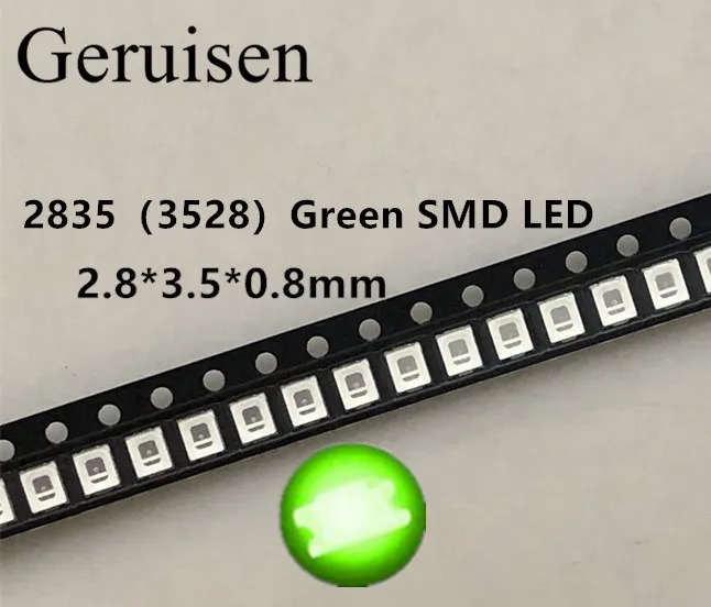 500 шт./лот SMD LED 2835 зеленый 0 2 Вт Высокий яркий светодиод чип светодиоды 520