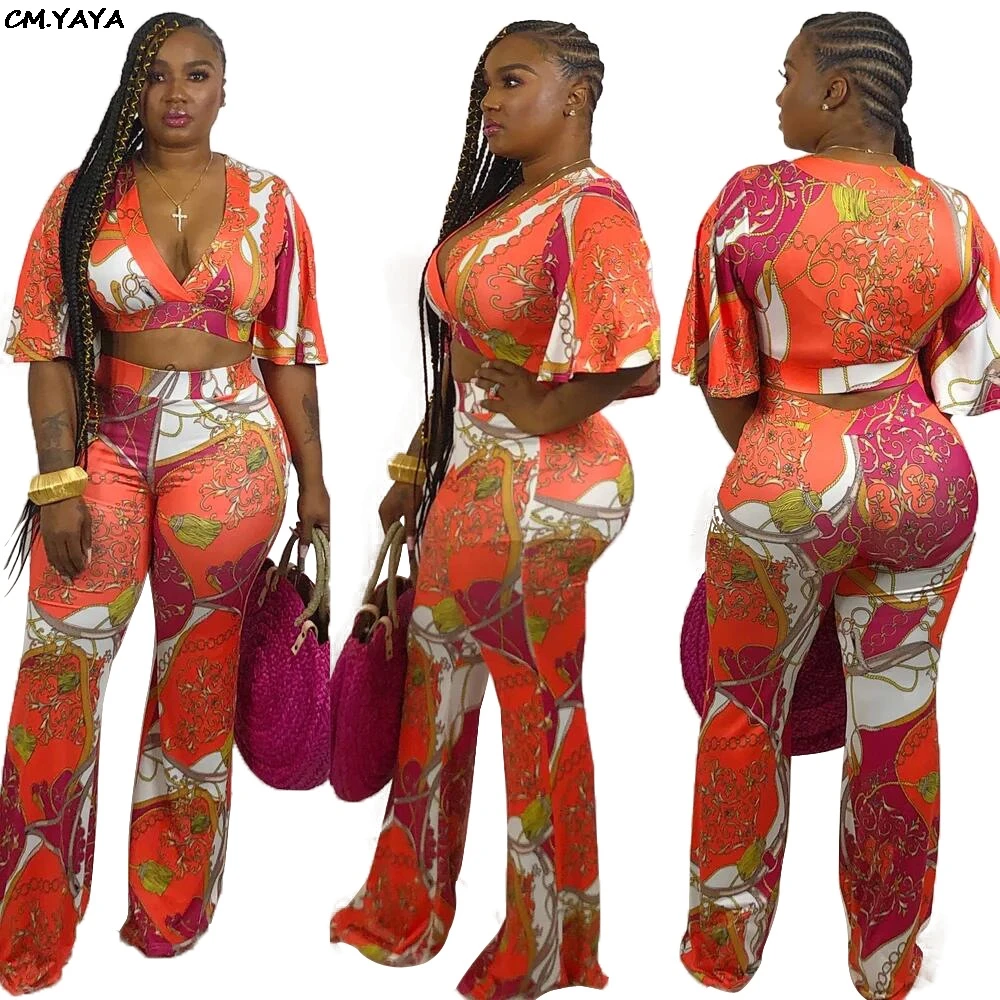 Женский укороченный топ с v образным вырезом и широкими штанинами комплект из 2