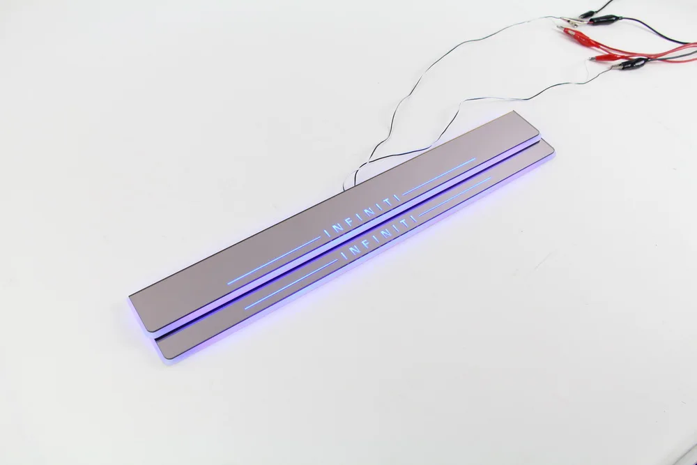 Qirun acrylic led moving door scuff welcome light pathway lamp sill plate linings for Infiniti QX50 2013 2014 20 |