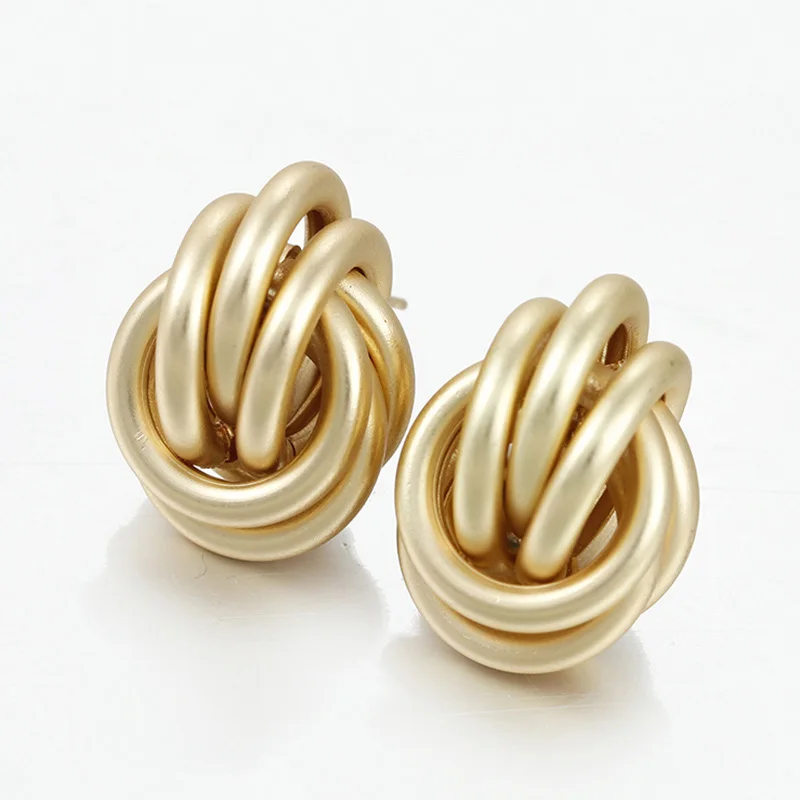Matte Gold AENSOA, модные массивные серьги, золотые, серебряные, геометрические серьги для женщин, большие серьги-гвоздики, современные ювелирные изделия, вечерние, подарок - Окраска металла: Matte Gold