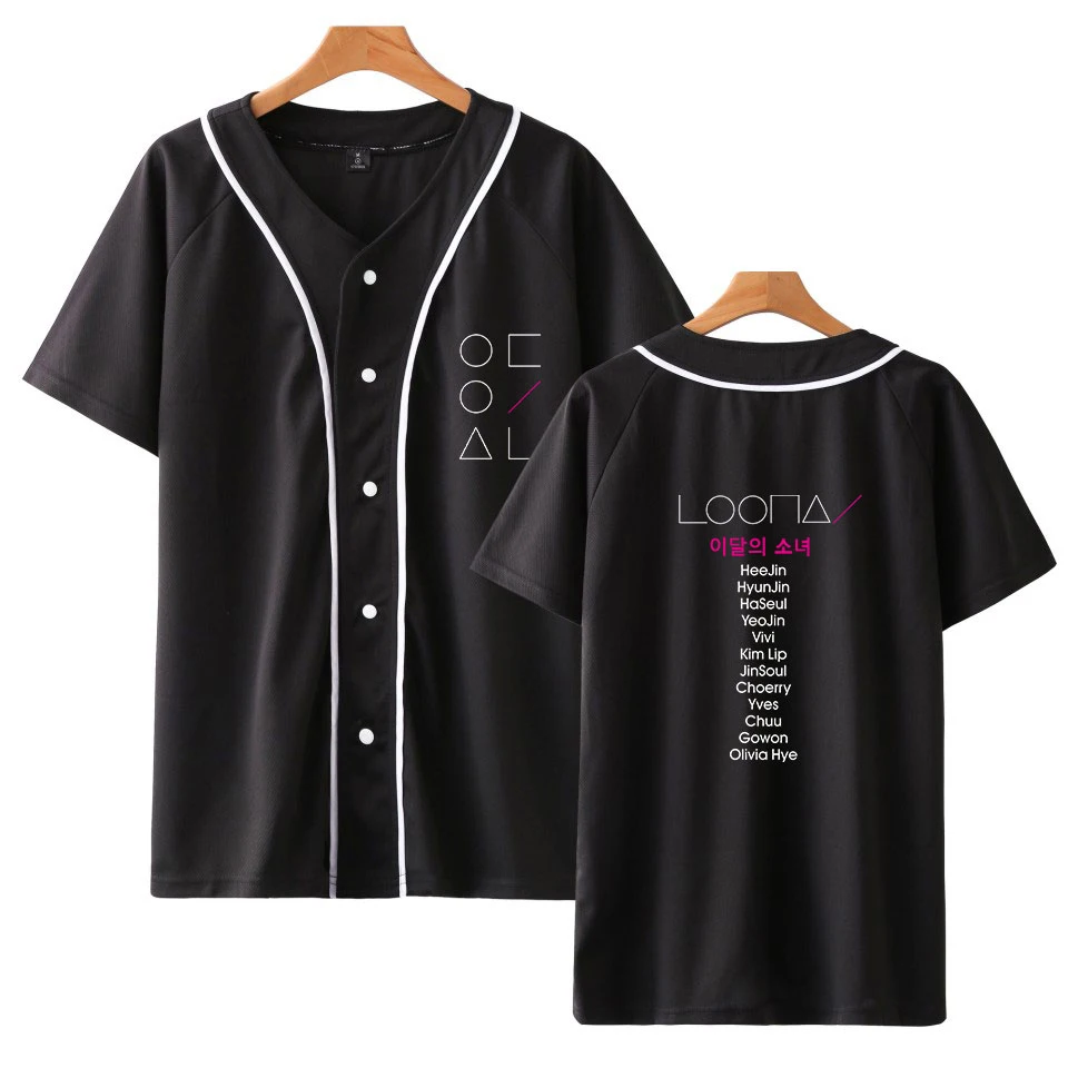 KPOP LOONA T Shirt Hip Hop Style New Baseball T-Shirt Streetwear Harajuku Tshirt Short Sleeve Cotton Tops Tee Brand Clothes