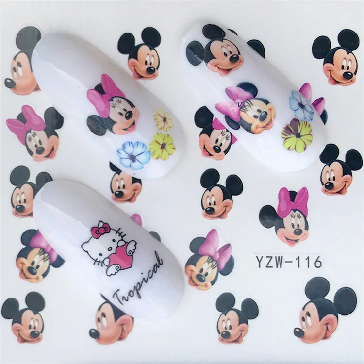 Наклейки для ногтей художественные украшения Миньоны мультфильм дети слайдер клейкие переводные наклейки для воды маникюрный лак аксессуары для лака фольга - Цвет: Цвет: желтый
