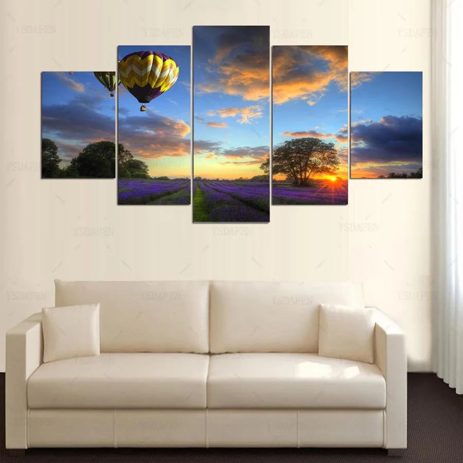 Прованс пейзаж холст картина лаванда фиолетовый цветок искусственное украшение