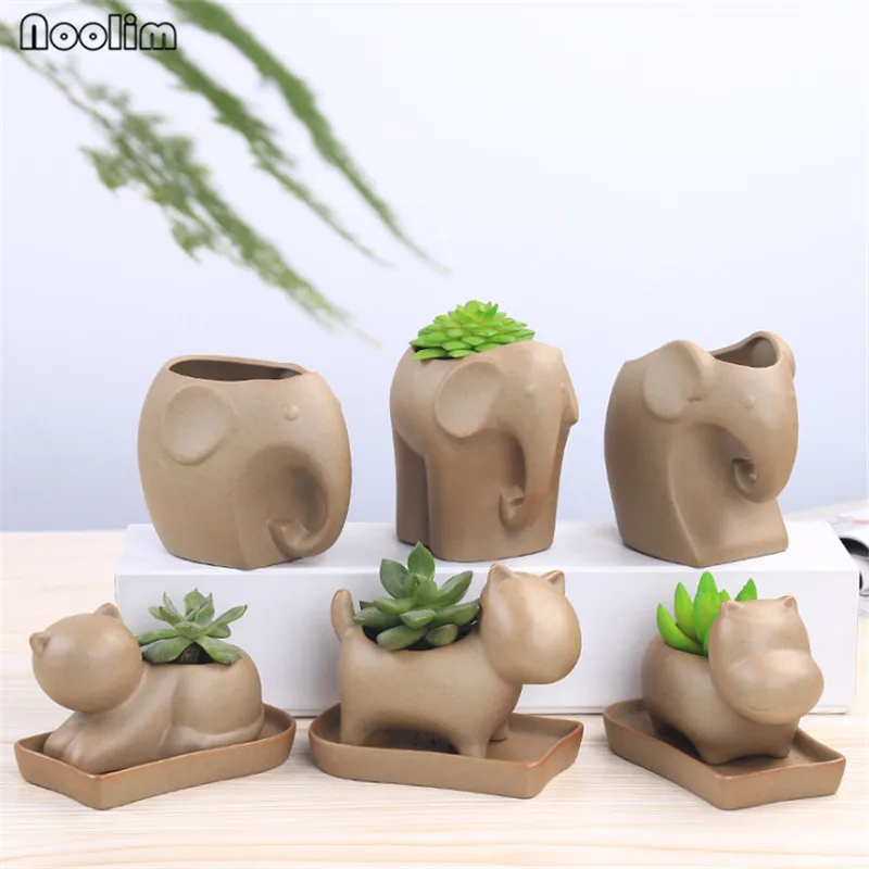 NOOLIM ZAKKA керамика горшки для суккулентов милый мультфильм Животные шаблон горшки офис украшение стола украшения