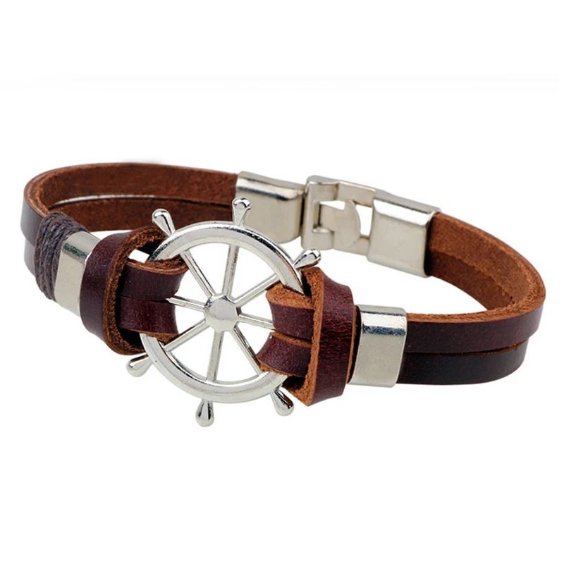 Модные мужские украшения pulsera браслет из натуральной коровьей кожи нержавеющей
