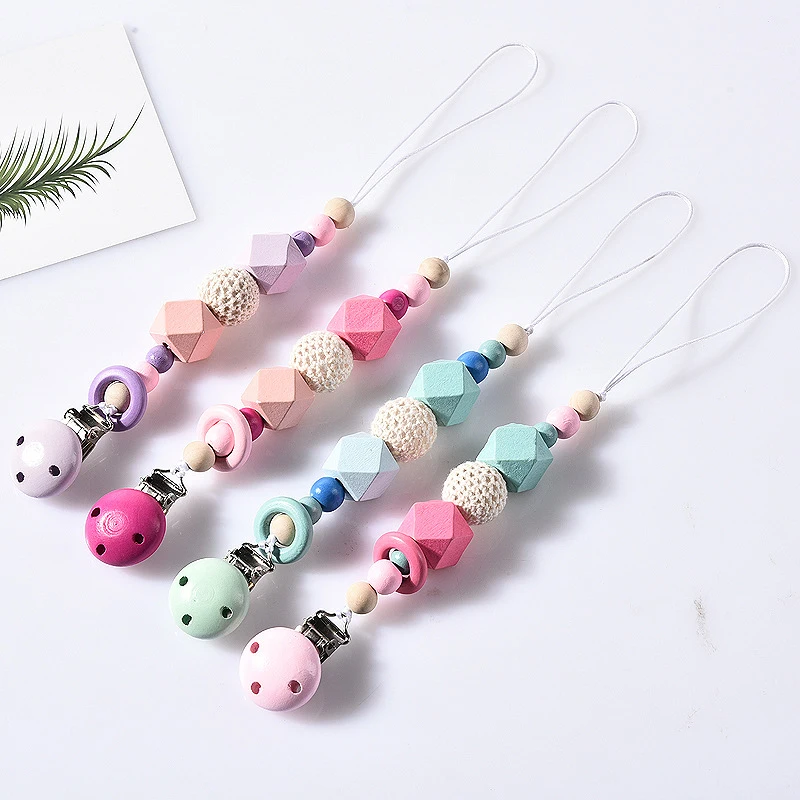 

New baby handmade silicone pacifier chains safe teething chain baby teether eco-friendly pacifier clips soother holder chain