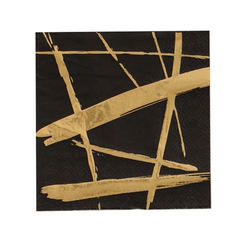 8 шт./компл. Золотая фольга Черный одноразовые вечерние столовые приборы бумажные