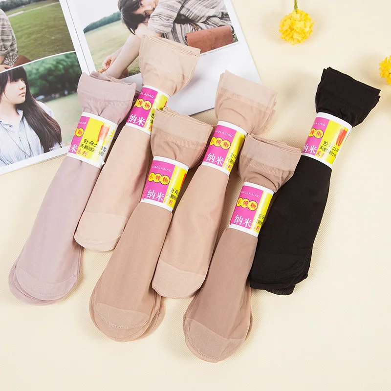 

New Spring Summer Multi Pure Color Quality Stereotype Womens Girls Silk Socks Cool Breathable Sexy Black Skin Sock Good Quality