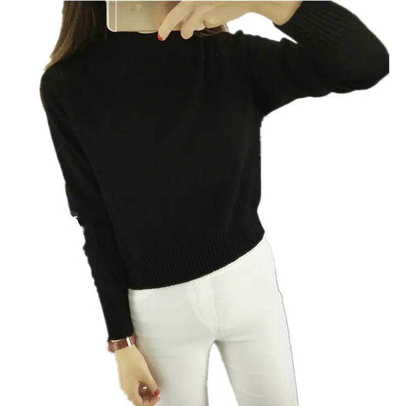 2018 Fashion Women Turtleneck Knitted Cashmere Sweater Female Short Pullovers Long-Sleeved Warm Free Shipping | Женская одежда