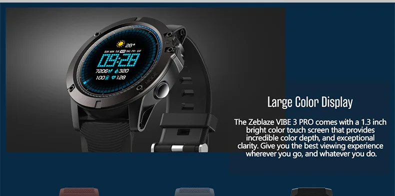 Zeblaze Vibe 3 Pro Smart Bluetooth часы IP67 сообщение вызовы напоминание о частоте пульса Sleep Monitor шагомер для Android и IOS