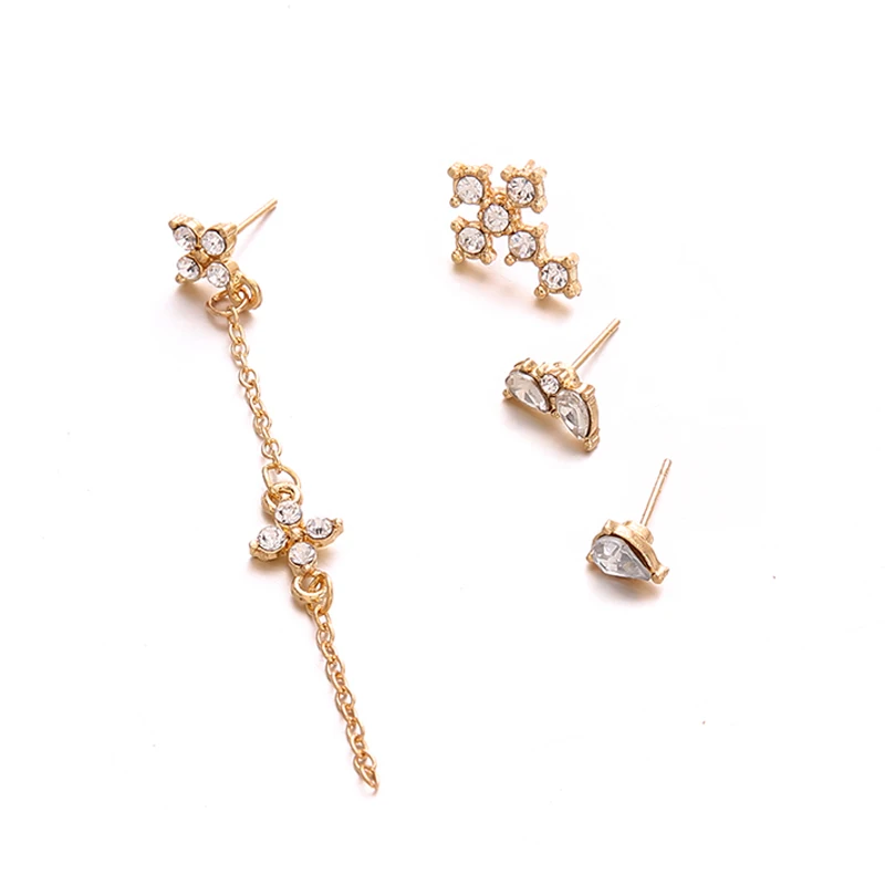 4 шт./компл. богемный ретро золотой крест цветок капли воды кристаллическая