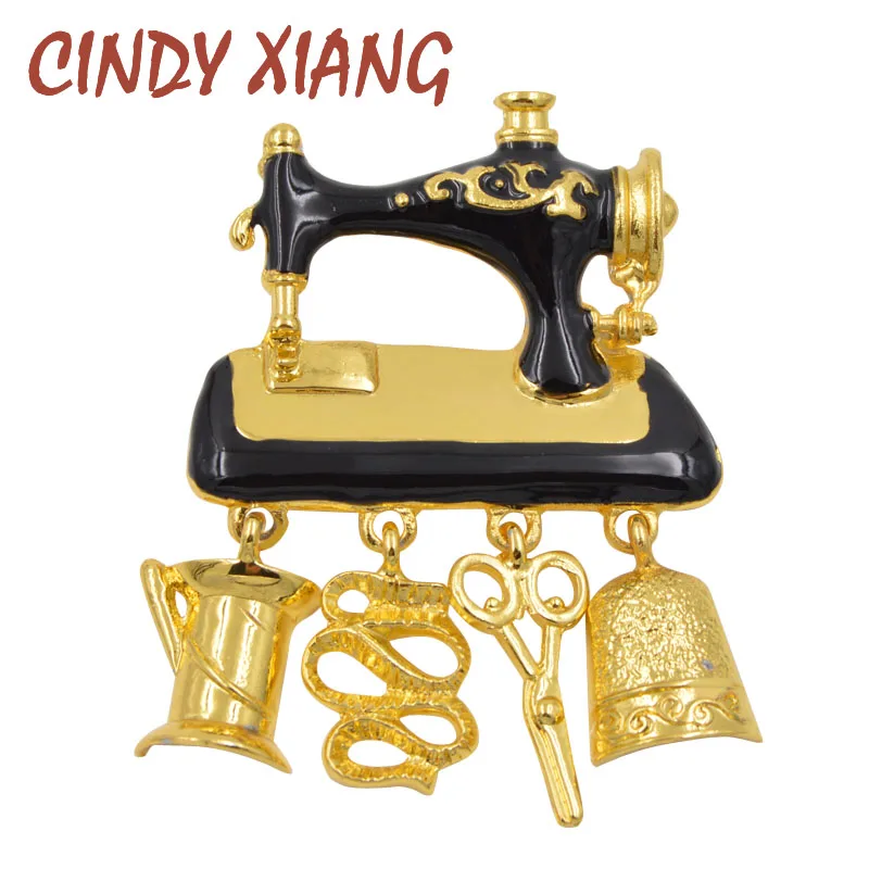 Брошь швейная машина CINDY XIANG золотистая с черной эмалью 2018 - купить по выгодной