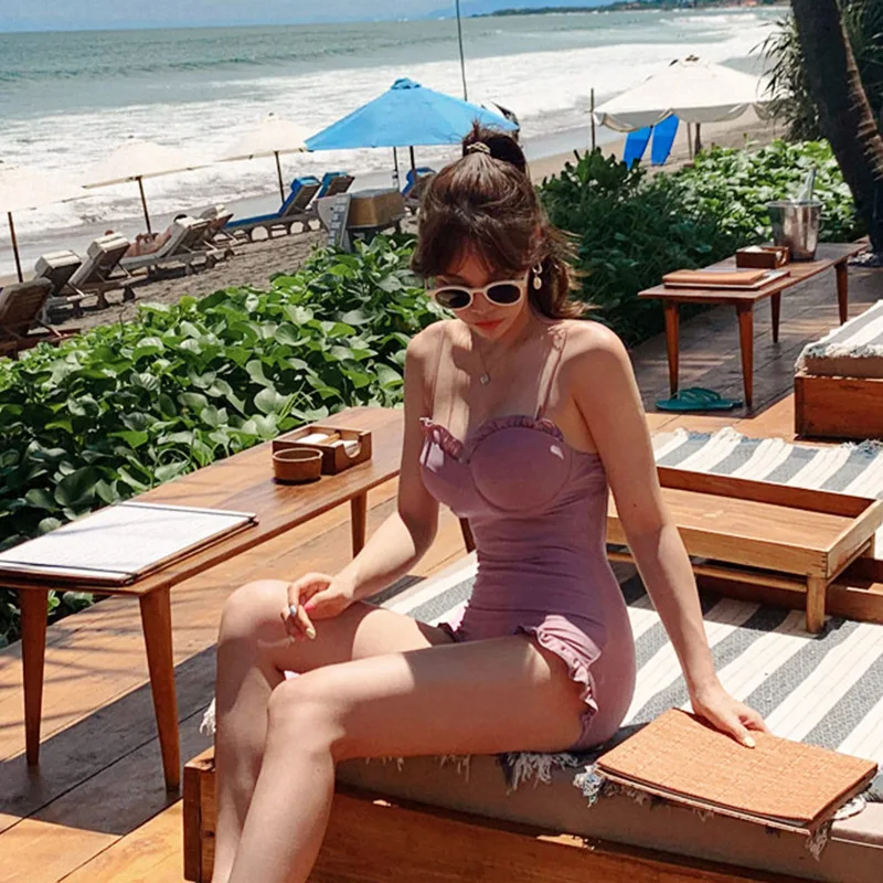 One-Piece Swimwear For Women Swimsuit Full Swimsuits Woman Badpak Plus Size Bikini One Piece High Waist Sexy Girl Web Solid