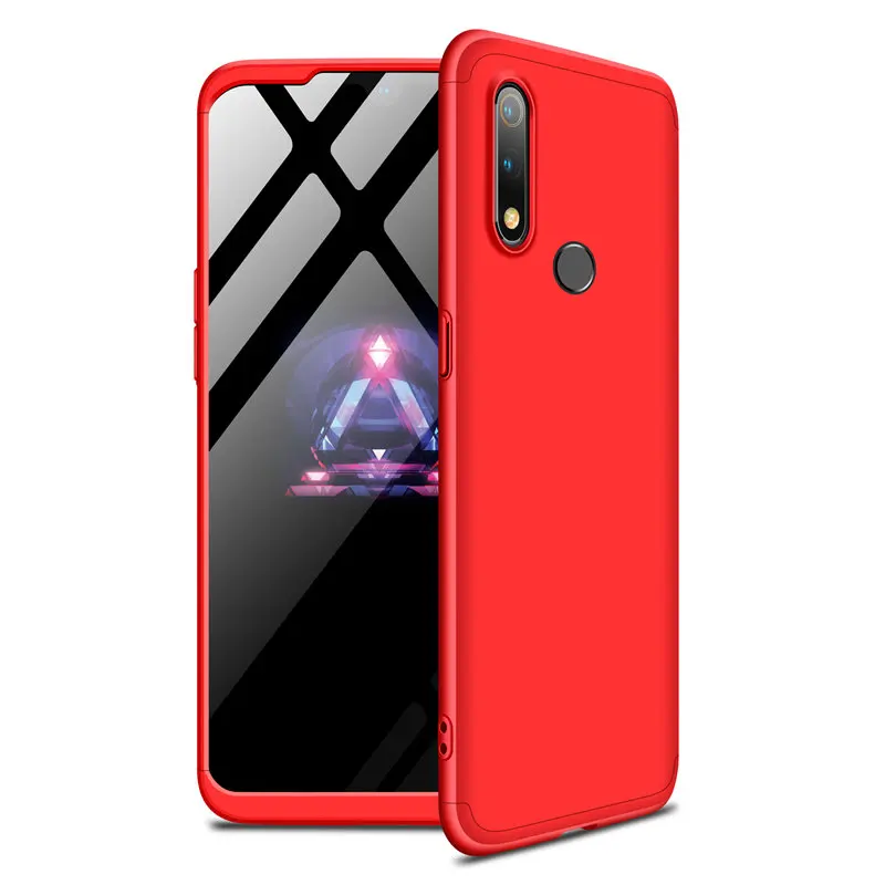 Red 360 чехол с полной защитой для OPPO Realme 3 чехол из жесткого поликарбоната 3 в 1 Тонкая матовая задняя крышка для Realme 5 Pro Чехол Для Телефона - Цвет: Red