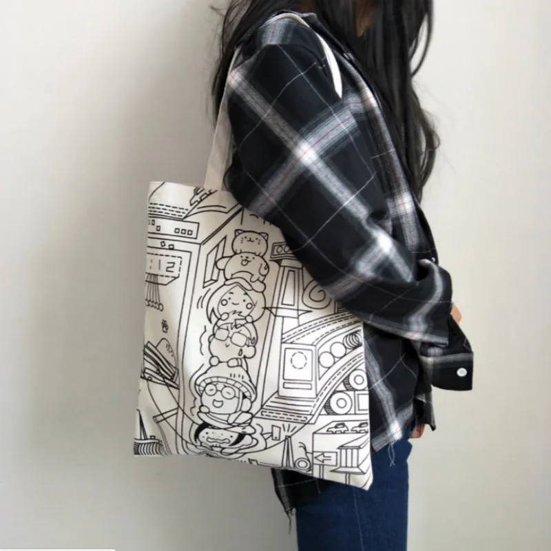 Женские сумки Холщовая Сумка тоут хлопчатобумажная ткань для покупок женские