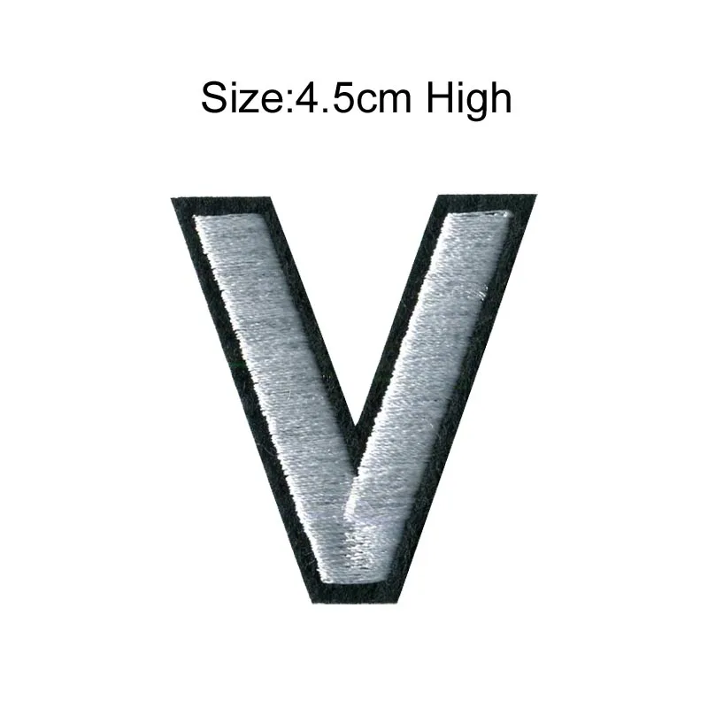 Aria V 1 шт. A-Z 0-9 белый Arial Английский алфавит буквы Смешанные Вышитые железные на нашивках пришить на сумку для одежды мешок брюки(45 мм высота - Цвет: Aria V