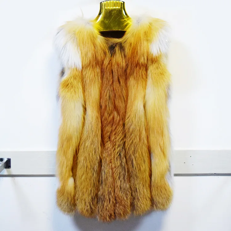Новый 2018 великолепный идеальный Настоящее Red Fox Жилеты потрясающий натуральный