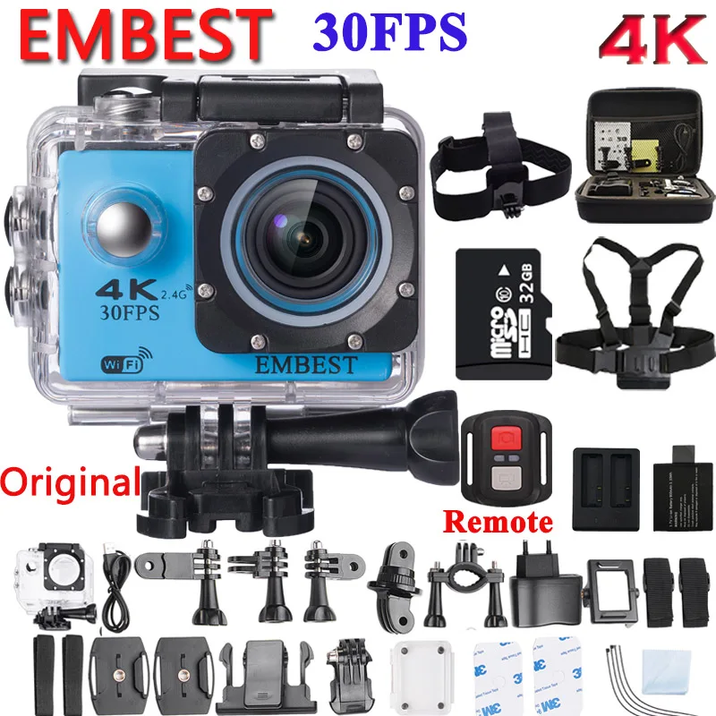 Экшн камера EMBEST F60 / F60R Ultra HD 4K Wi Fi 1080P/60fps 2 0 ЖК дисплей 170D Водонепроницаемая