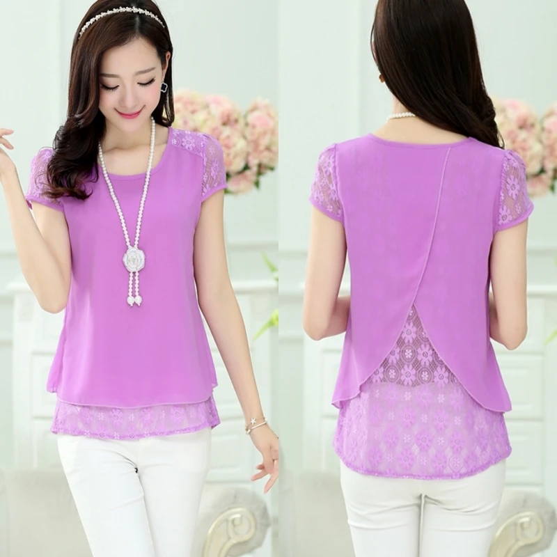 A new short sleeve chiffon lace render unlined upper garment of female 2015 skirt |