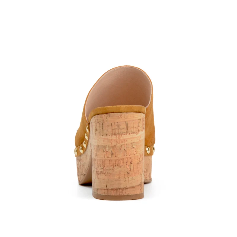 Donna-in summer new slides genuine leather women's shoes platform thick high heel sandals fashion rivet kid suede