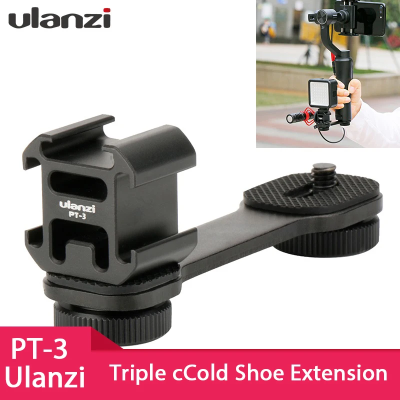 

2021 Ulanzi PT-3 Triple Hot Shoe Mount Adapter Microphone Extension Bar for Zhiyun Smooth 4 DJI Osmo Pocket Gimbal Accessories