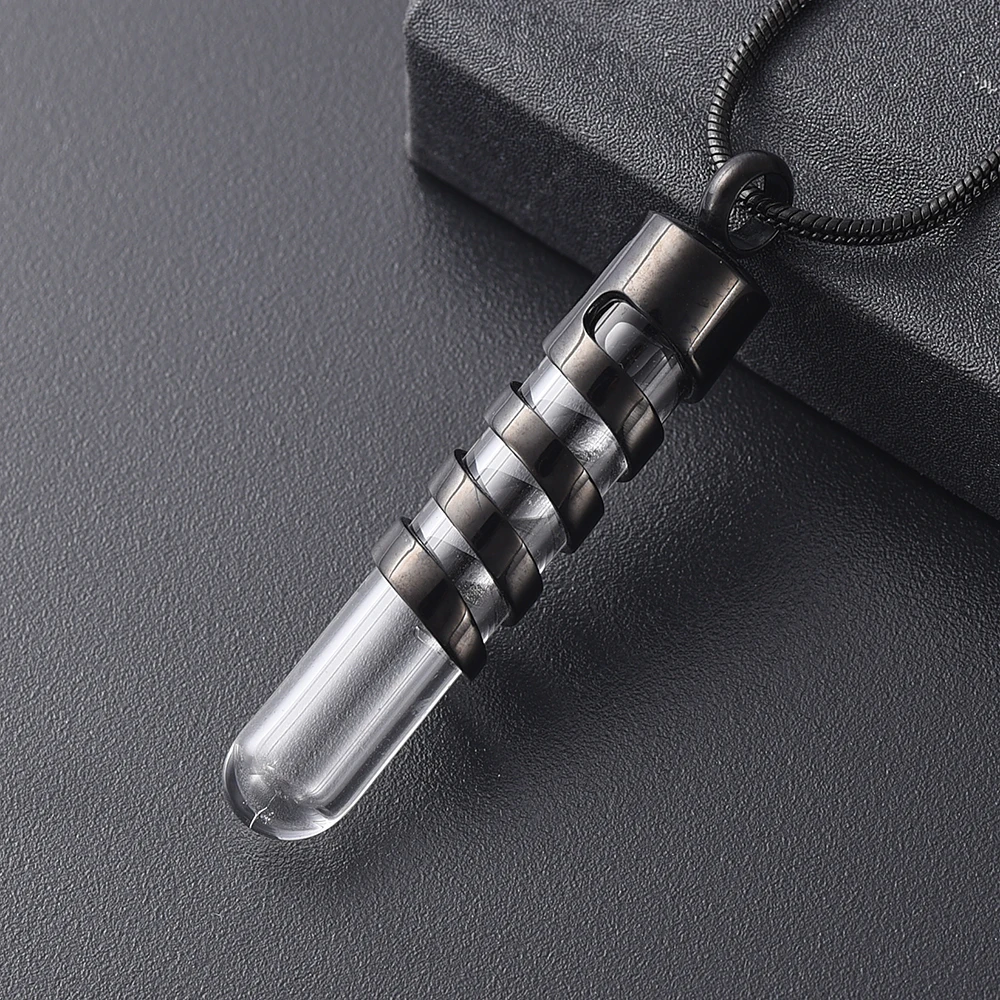 

Openable Glass Cylinder Memorial Cremation Pendant Stainless Steel Funeral Casket Necklace for Keepsake Jewelry