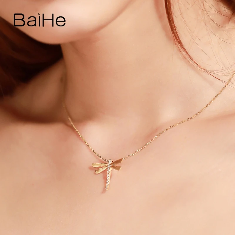 BAIHE Твердые 18k желтое золото 0 16 карат H/SI натуральные бриллианты вечерние