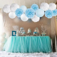 15pcsset baby shower decorations tissue paper pom poms mixed paper lanterns party supplies kit for blue frozen themed decor