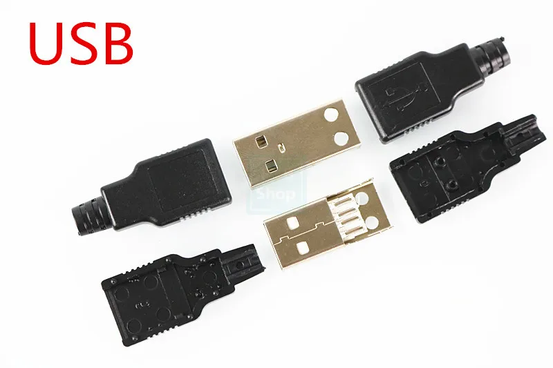 10 шт. 4-контактный разъем USB Type-A папа с черной пластиковой крышкой | Обустройство
