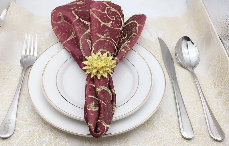 

12PCS hotel golden creative napkin buckle napkin ring napkin ring cloth ring paper ring towel buckle